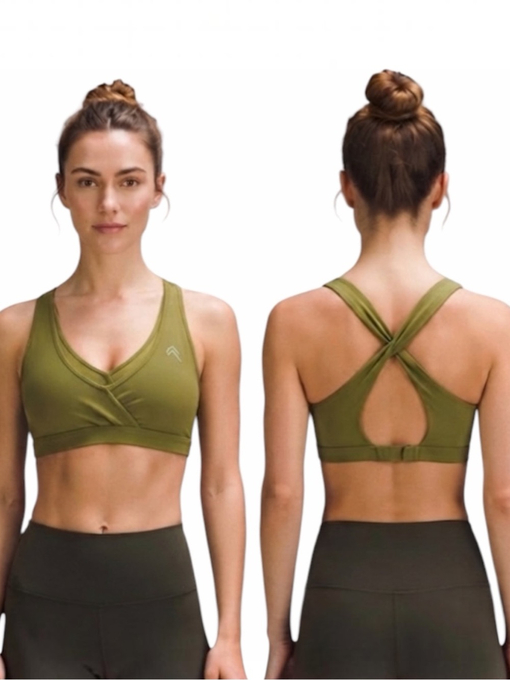 Oner Active Crossover Sports Bra  Olive Green 
Size S